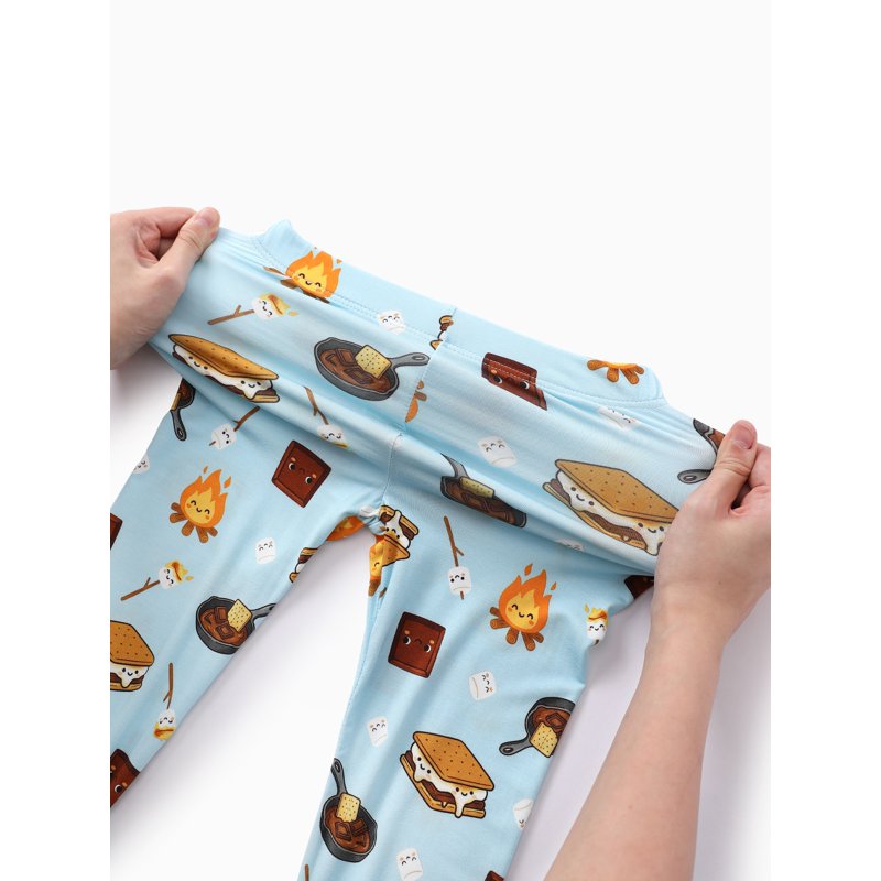 Toddler Bamboo Viscose Pajama Set - Camping Print, 3T, Blue Grey