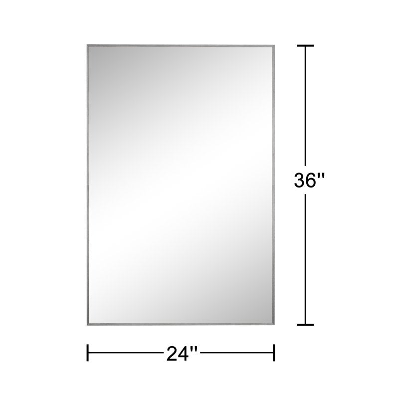 Modern Rectangular Aluminum Alloy Wall Mirror Set - Silver, 36x24in, 2 Pack