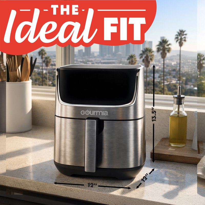 7 Qt Air Fryer with Digital Display - 12 Cooking Presets, Black/Silver