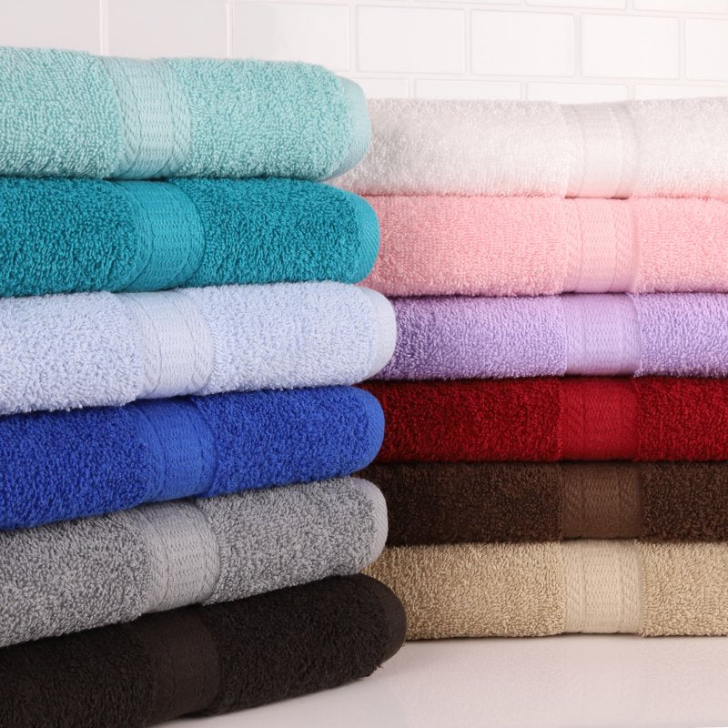 Mainstays Solid Turquoise 18-Piece Bath Towel Set - Cotton, Soft & Absorbent