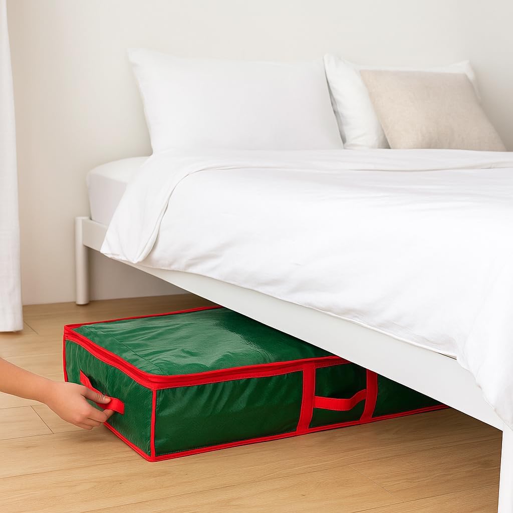Sattiyrch Underbed Gift Wrap Organizer - Holds Up to 20 Rolls | 41"W x 14"D x 5.5"H in Green