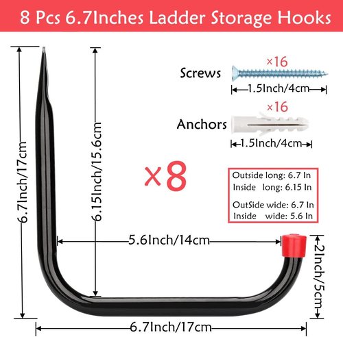 Heavy Duty Garage Storage Utility Hooks by [Brand Name] - 8 Pack 6.7-Inch Wall Hangers for Tools, Bikes & More