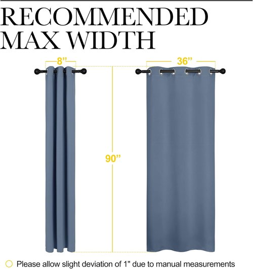 NICETOWN Blackout Curtains - Thermal Insulated & Noise Reducing | 90 Inches Long, Stone Blue, 42 Inches Wide, 1 Pair