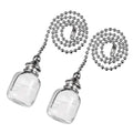 uxcell Clear Glass Cube Pendant 12 inch Brushed Nickel Pull Chain Extension Beaded Pulling Chain for Lighting Fans Pack of 2