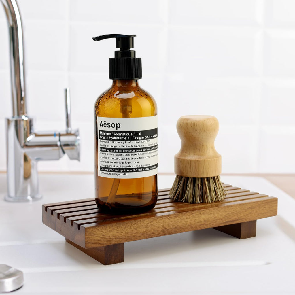 Acacia Wood Riser - Decorative Kitchen & Bathroom Tray Stand | Versatile Soap Dish Holder