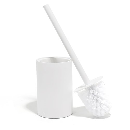 Yew Design Matte White Toilet Bowl Brush for Bathroom with Holder - Bathroom Cleaner Scrubber with Sleek Design, Sturdy, and Durable Bristles