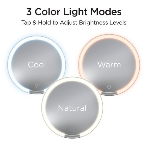 iHome Makeup Mirror with Lights and Bluetooth Speaker, Travel Mirror is Portable and Rechargeable – White (iCVBT9W.EXv24)