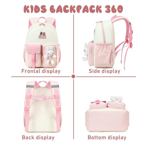 Cusangel Kids Backpack for 3-5 Ages Girls,12in Toddler Pink daypack for School,kindergarten Kids Backpack,Big capacity cute Cubby Bear shoulder bookbag with breast button