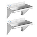 ROCKPOINT Stainless Steel Shelf 10 x 16 Inches 190lb, 2 Pack NSF Metal Commercial Shelves Wall Mount Floating Shelving with Backsplash for Restaurant, Kitchen, Home and Hotel, Silver