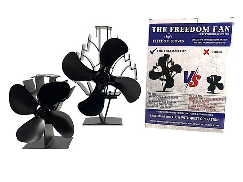 Heat Powered Stove Fan – 14" 4-Blade Non-Electric Thermal Fan for Wood, Pellet, & Log Burners | 348 CFM Airflow, Silent Operation | Freedom Stoves Compatible
