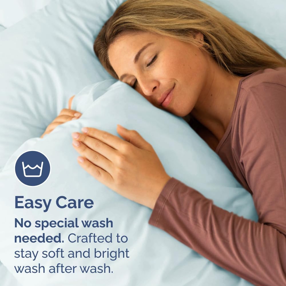 Queen Pillow Cases Set of 4 - Ultra Soft Hotel Quality Covers | Wrinkle-Free, Stain & Fade Resistant - Ice Blue