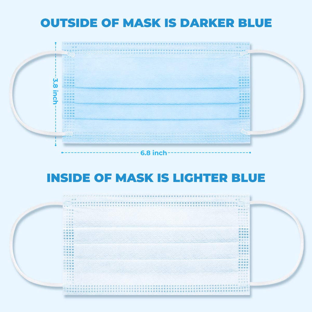 Zubrex 50 Pcs Disposable 3 Ply Safety Face Mask for Protection - with Nanofiber Lining Elastic Earloops, Lightweight Breathable Protective Anti-Dust Facial Masks Health School Office