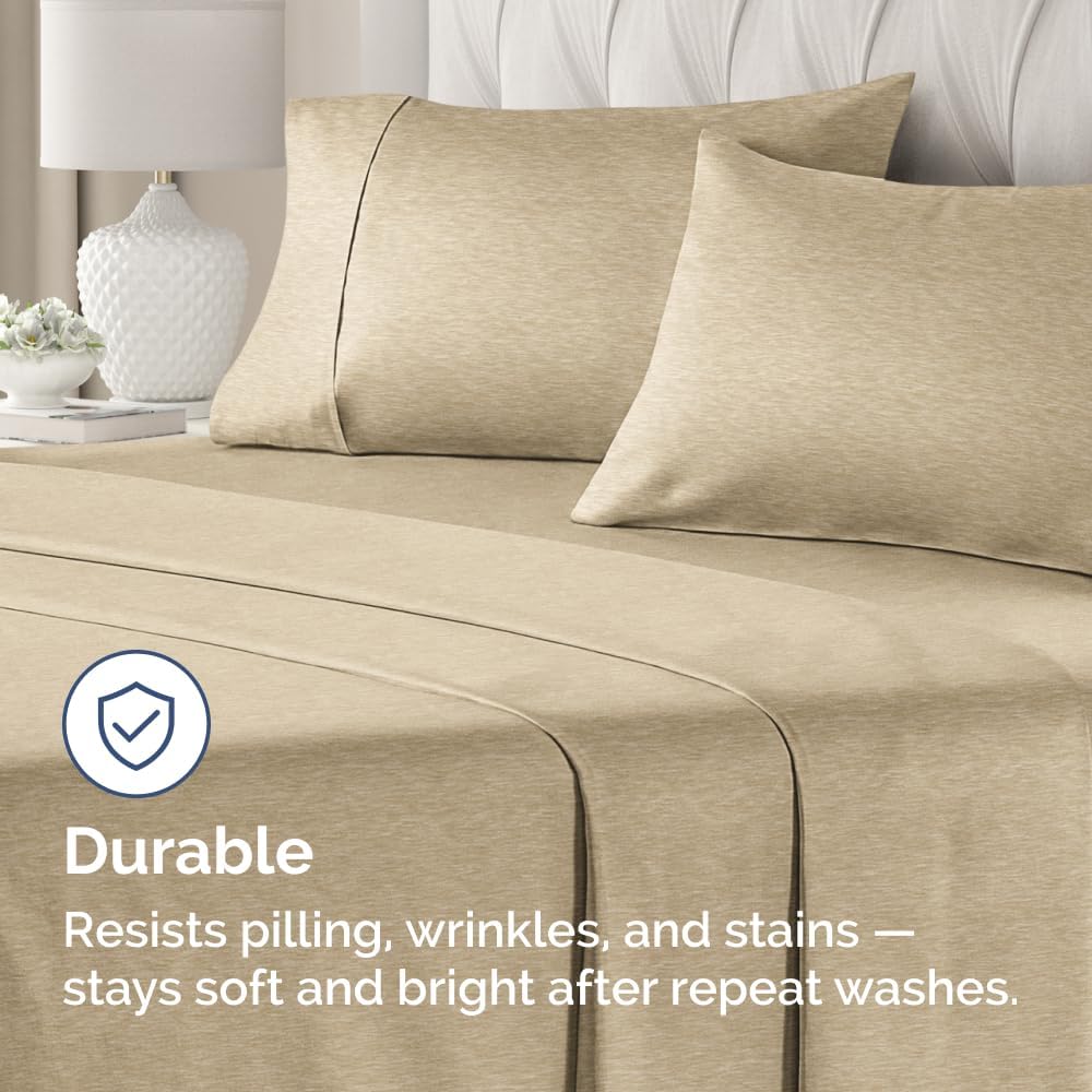 Skiennix Queen Pillow Cases Set of 4 - Ultra Soft Hotel Quality Covers - Wrinkle Free & Fade Resistant - Heathered Tan
