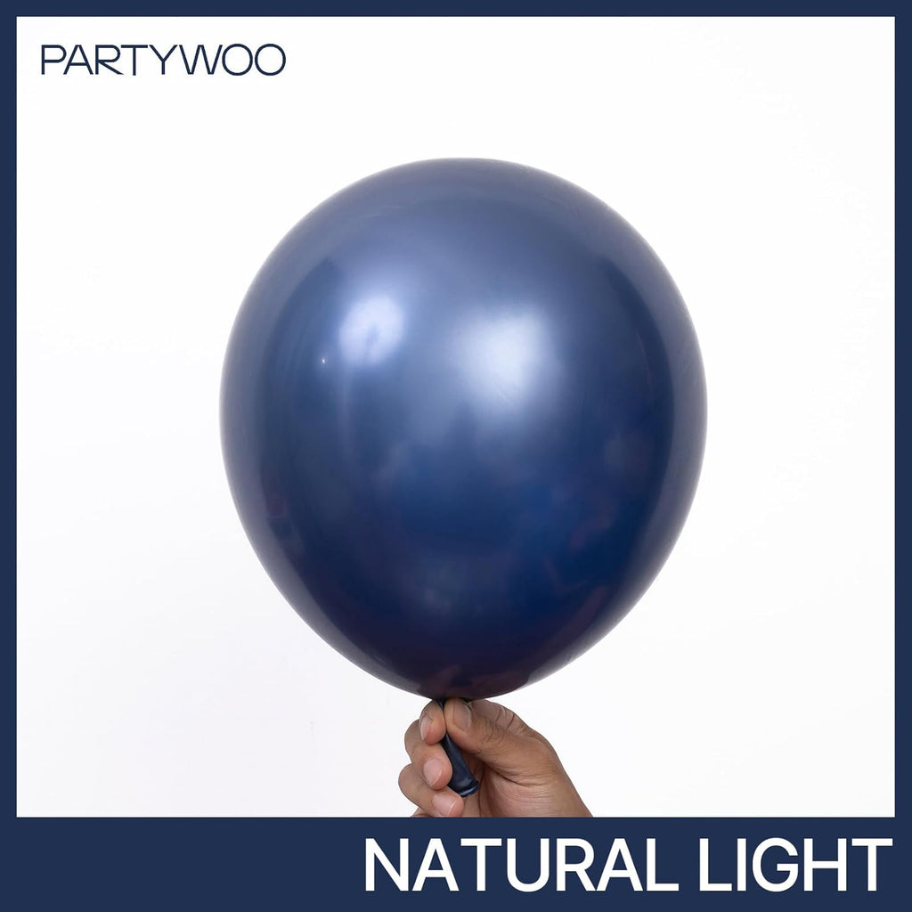 PartyWoo Metallic Navy Blue Balloons - 50pcs 12 Inch Chrome Blue for Graduation & Celebrations