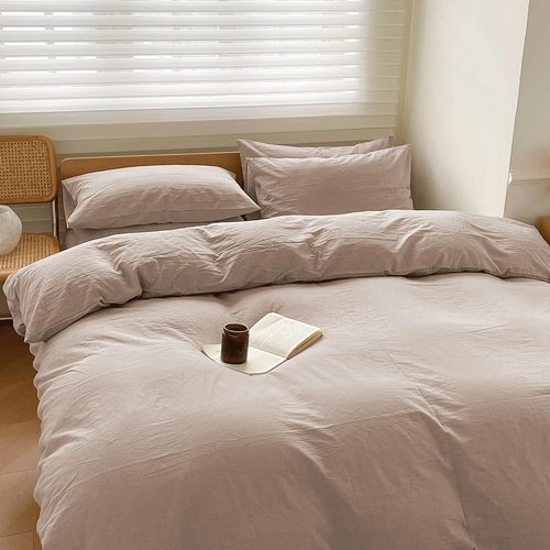 100% Washed Cotton Weighted Blanket Cover, Linen Feel Duvet Cover for Weighted Blanket 60"x80", Plain Simple Cotton Heavy Blanket Duvet Cover (Beige, 60"x80")