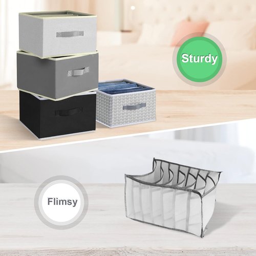 Homsorout Closet Organizers - 5-Cell Jean Organizer for Efficient Wardrobe Storage | Foldable Drawer Set (Black)