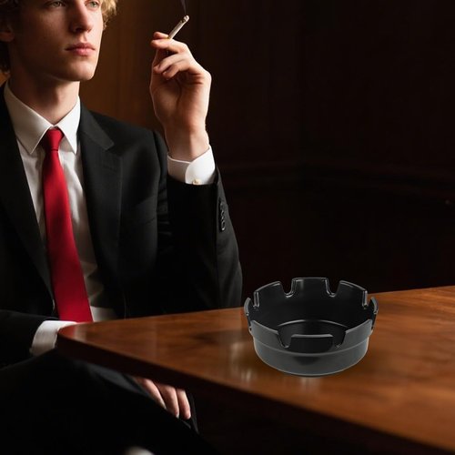 4 Pieces Assorted Colors Plastic Ash Tray for Cigarette Smokers, Stackable Tabletop Ashtray, Ashtrays for Outdoor Indoor Home Patio Office Hotel Bar Restaurant Use (Black Blue Green Red)