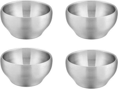 E-far Stainless Steel Bowls for Kids - 12 Ounce Double-Deck, Insulated & Shatterproof | Set of 4