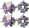 Skiennix Candle Rings - Artificial Hydrangea & Eucalyptus Wreaths for Pillar Candles | Purple, 2 Pcs Set