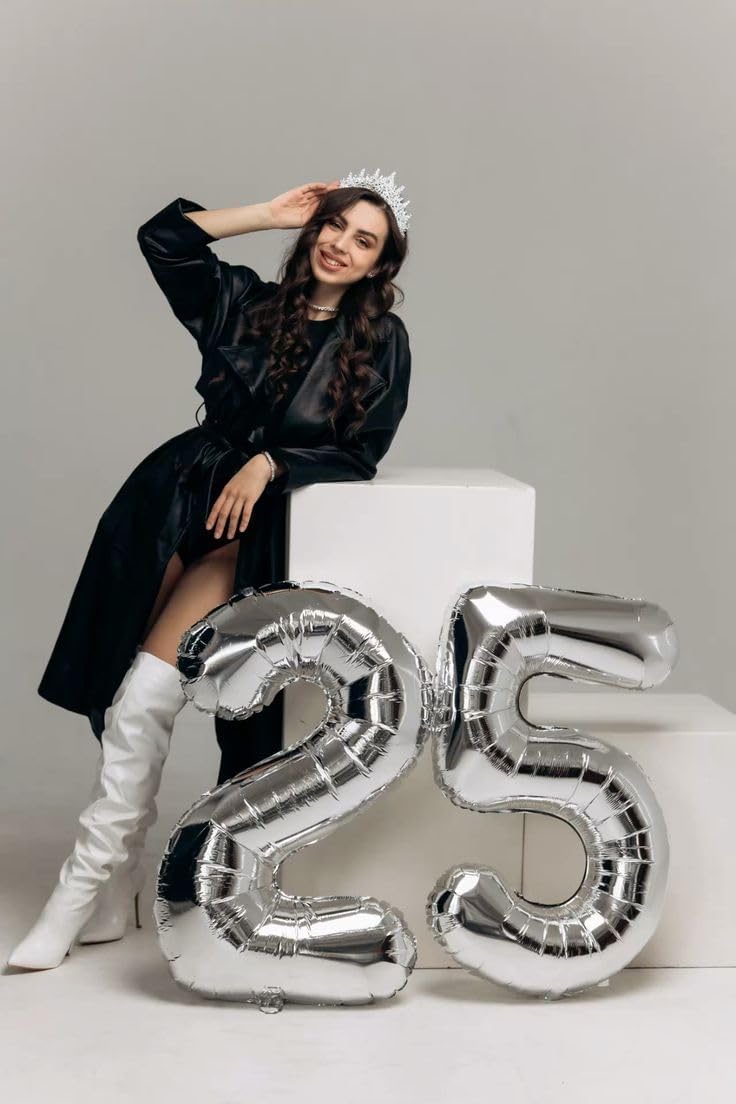 Skiennix 40-Inch Silver Number 12 Balloon - Large Mylar Birthday Decoration for 12 & 21 Years Old