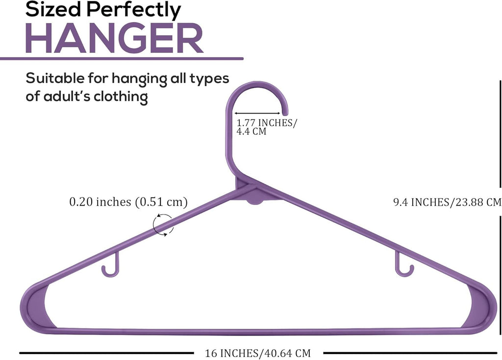 Utopia Home Plastic Hangers 200 Pack - Durable Space-Saving Clothes Hangers - Heavy-Duty Purple Design