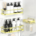 YASONIC Shower Caddy - No Drill Bathroom Organizer with Removable Hooks & Soap Holder | Rust Proof, 3 Pack, Gold