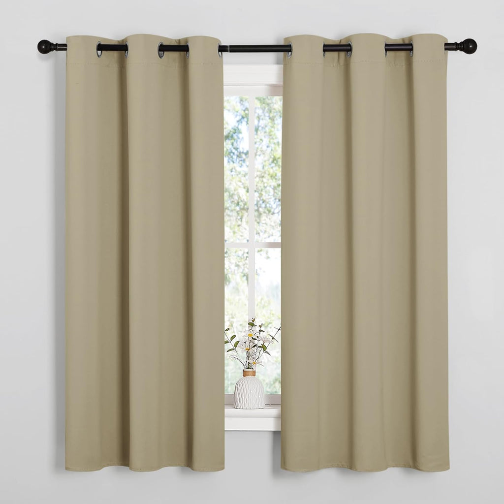NICETOWN Thermal Insulated Grommet Curtains - Room Darkening Drapes for Bedroom | Cocoa Eggnog, 2 Panels, 42x63 Inches
