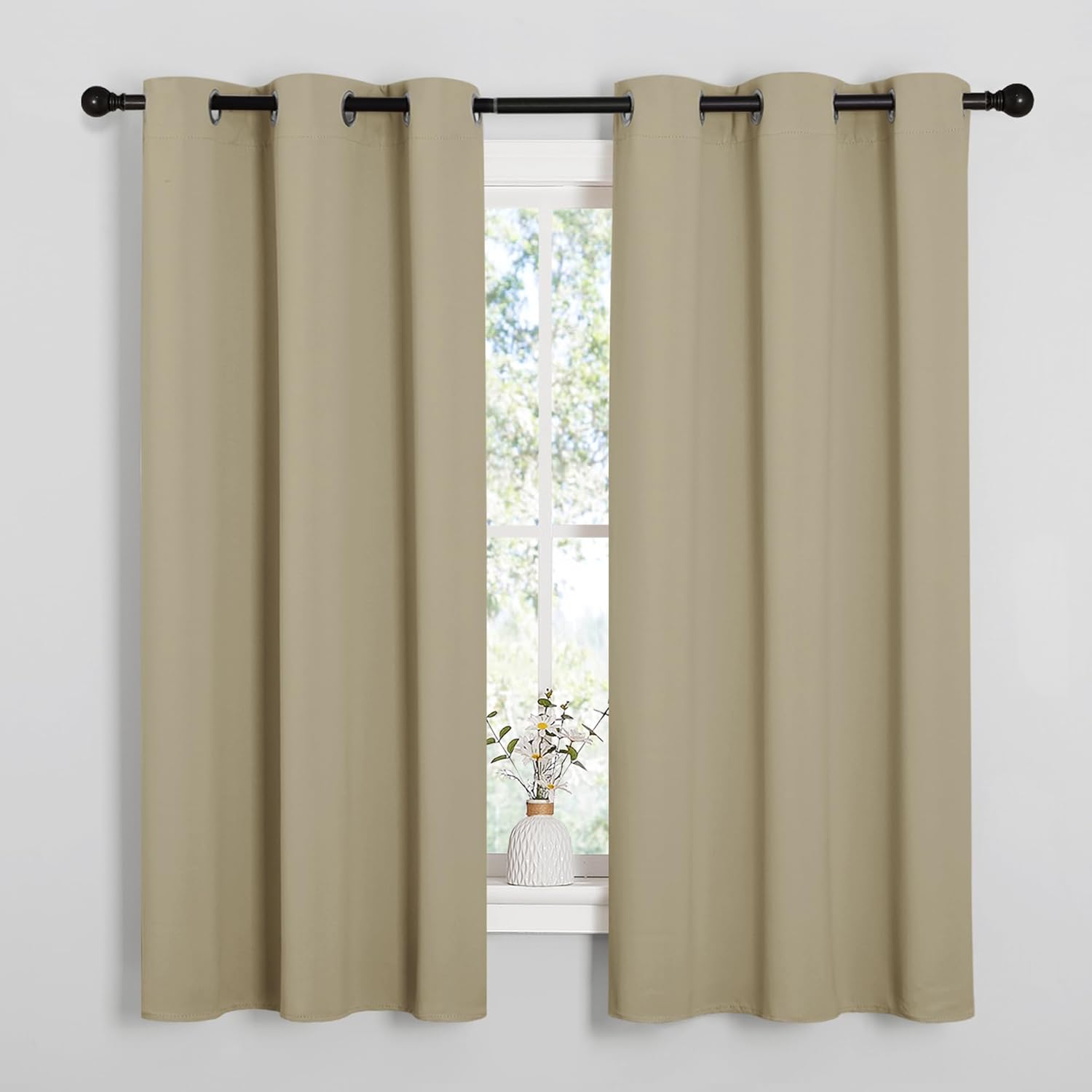 NICETOWN Thermal Insulated Grommet Curtains - Room Darkening Drapes for Bedroom | Cocoa Eggnog, 2 Panels, 42x63 Inches