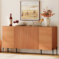 61" Minimalist 4-Door Sideboard - Mocha with Geometric Design