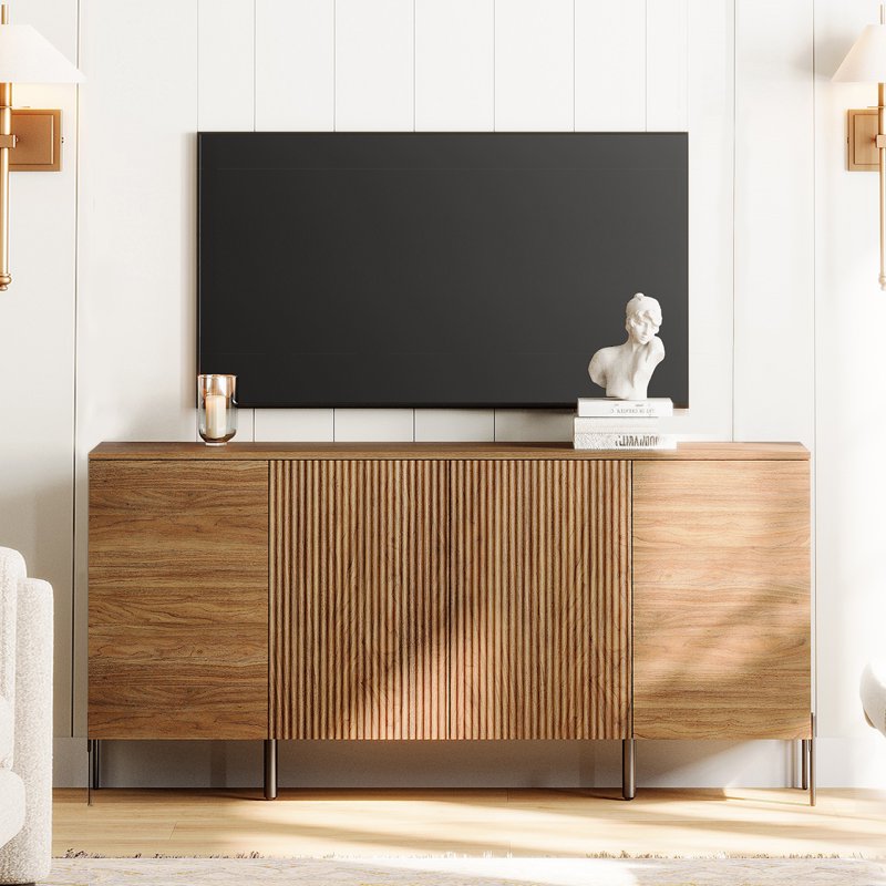 61" Modern TV Stand with Storage - Reeded Entertainment Center