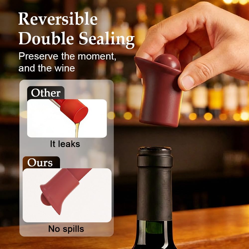 Silicone Wine Stopper for Wine Bottles, Upgraded Reusable Sparkling Wine Bottle Wine Bottle Stopper, Cover Wine Bottle Caps for Champagne Beer Home Kitchen Bars Use (A-8Pcs)