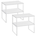 SONGMICS Spice Racks, Set of 4 Metal Cabinet Shelf Organizers, Countertop Organizers, Shelf Risers, Stackable, Expandable, White UKCS006W01