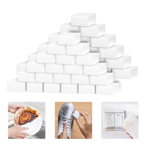 100 Pack Magic Sponges Eraser for Cleaning, Premium Reusable Melamine Sponge Scrubber Foam Cleaning Pads for Kitchen Dishes, Bathtub, Baseboard, Shoes Cleaner, Not Easily Rip