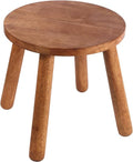 **Round Solid Wooden Step Stool - Detachable Wood Legs for Versatile Use | 11.8" Height in Walnut**