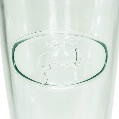 Amici Home Water Tap Hiball Glass | 16 Oz | Italian Made, Recycled Glass with Green Tint | Drinking Glass with Embossed Design for Water, Juice, Cocktails (Set of 6)