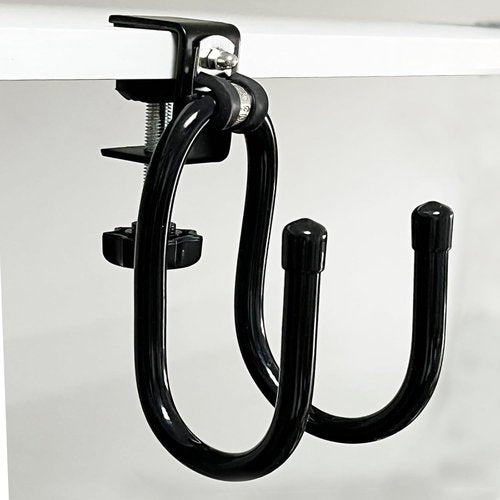 AUXPhome 2/PK Portable Desk Mount Hanger, Strong Table Hanger Hooks for Backpack, Hard hat, Cords,Bags,Mug,Towels, Shoes, Toys, Umbrella, Cap,Headphone,Purse,Handbag,etc for Table Desk, Under Counter
