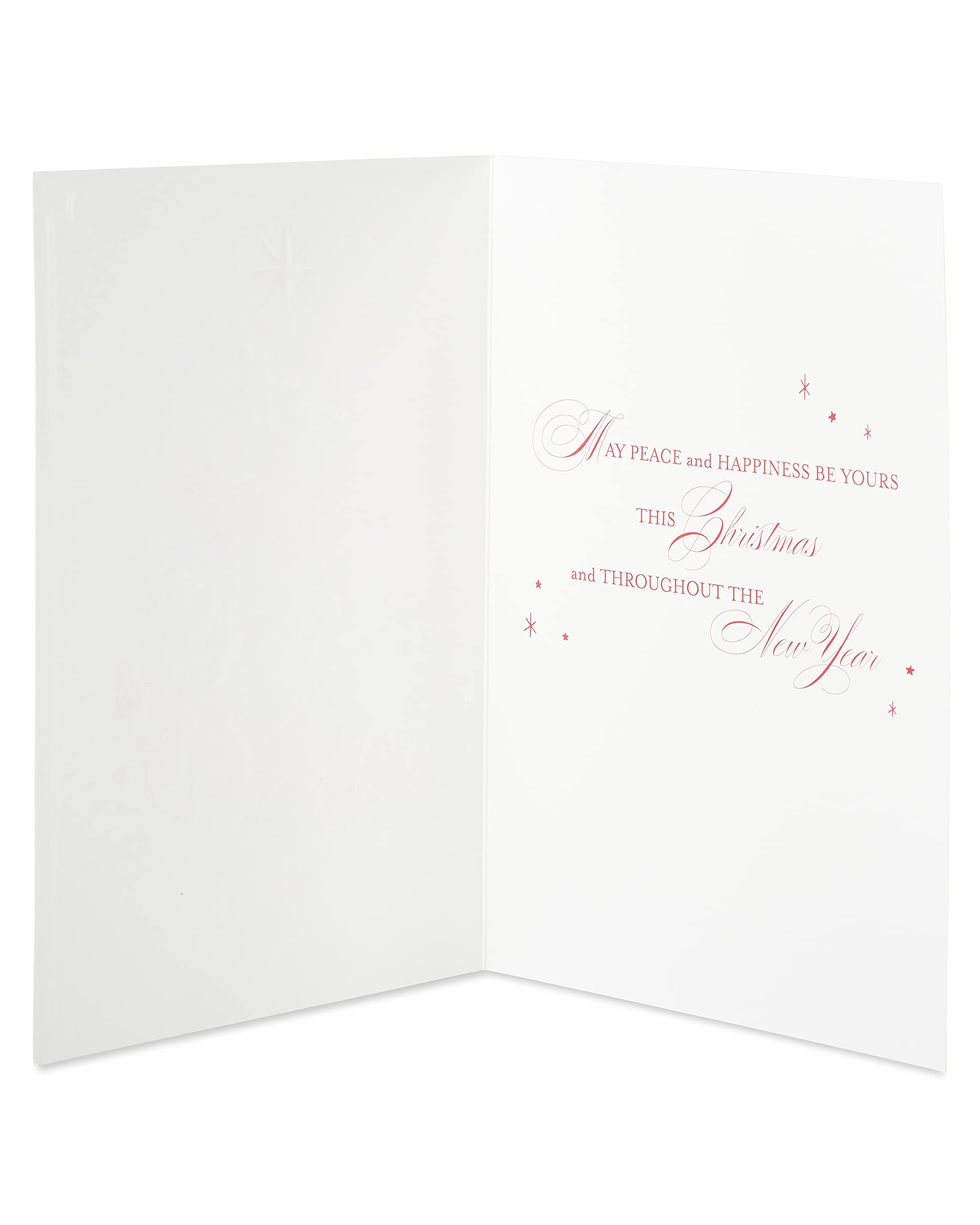 Papyrus Boxed Christmas Cards with Envelopes, Peace and Happiness, Glitter-Free Christmas Tree (12-Count)