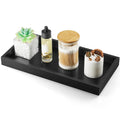 ALELION 13" Bathroom Vanity Tray for Counter - Black Wood Tray for Toilet Tank Makeup Perfume Jewelry Catchall Coffee Table - Wooden Kitchen Countertop Organizer for Soap Dispenser