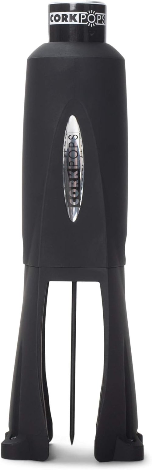 Cork Pops Legacy Wine Opener Built-in 4-Blade Foil Cutter Safe Cork Removal, Effortless Push Button Use, Needle Guard for Safety, Low-Pressure Cartridge Opens Up To 60 Bottles