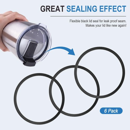 Replacement Gaskets for Yeti Stainless Steel Insulated Tumbler Mugs, 20 oz Tumbler Lid Seals Fit for Yeti Cup Lid, Silicone Tumbler Lid Gaskets O-Ring Replacement for Rambler - 6 Pack
