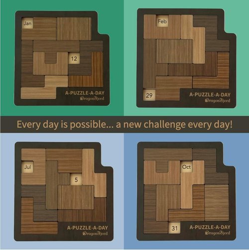DragonFjord A-Puzzle-A-Day Premium Calendar Puzzle - 365+ Daily Challenges with Magnetic Storage Box & Hint Book