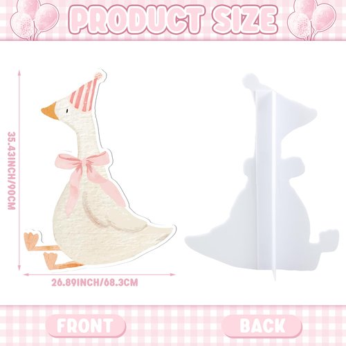 Croblissful One Silly Goose Party Decorations 1st Birthday Backdrop Duck Animal Background Prop for Birthday Baby Shower Party Supplies (Pink,Goose)