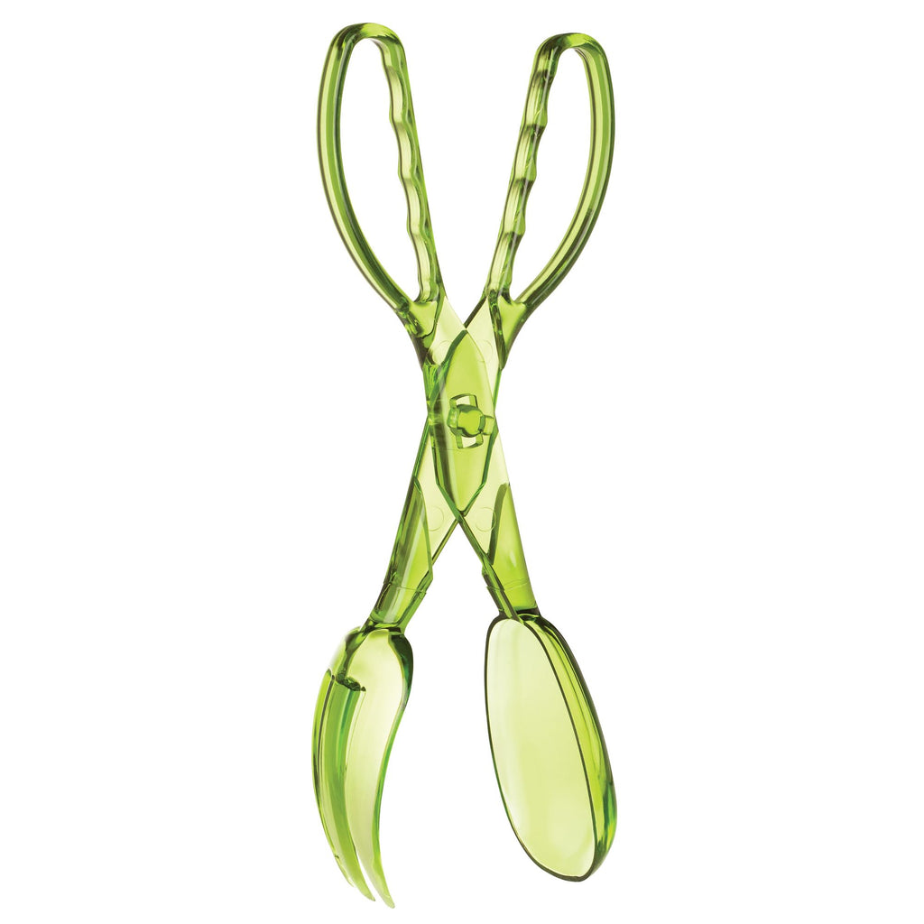HIC Kitchen Salad Tong, Hinged Design, Detachable Fork and Spoon Green