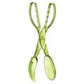 HIC Kitchen Salad Tong, Hinged Design, Detachable Fork and Spoon Green