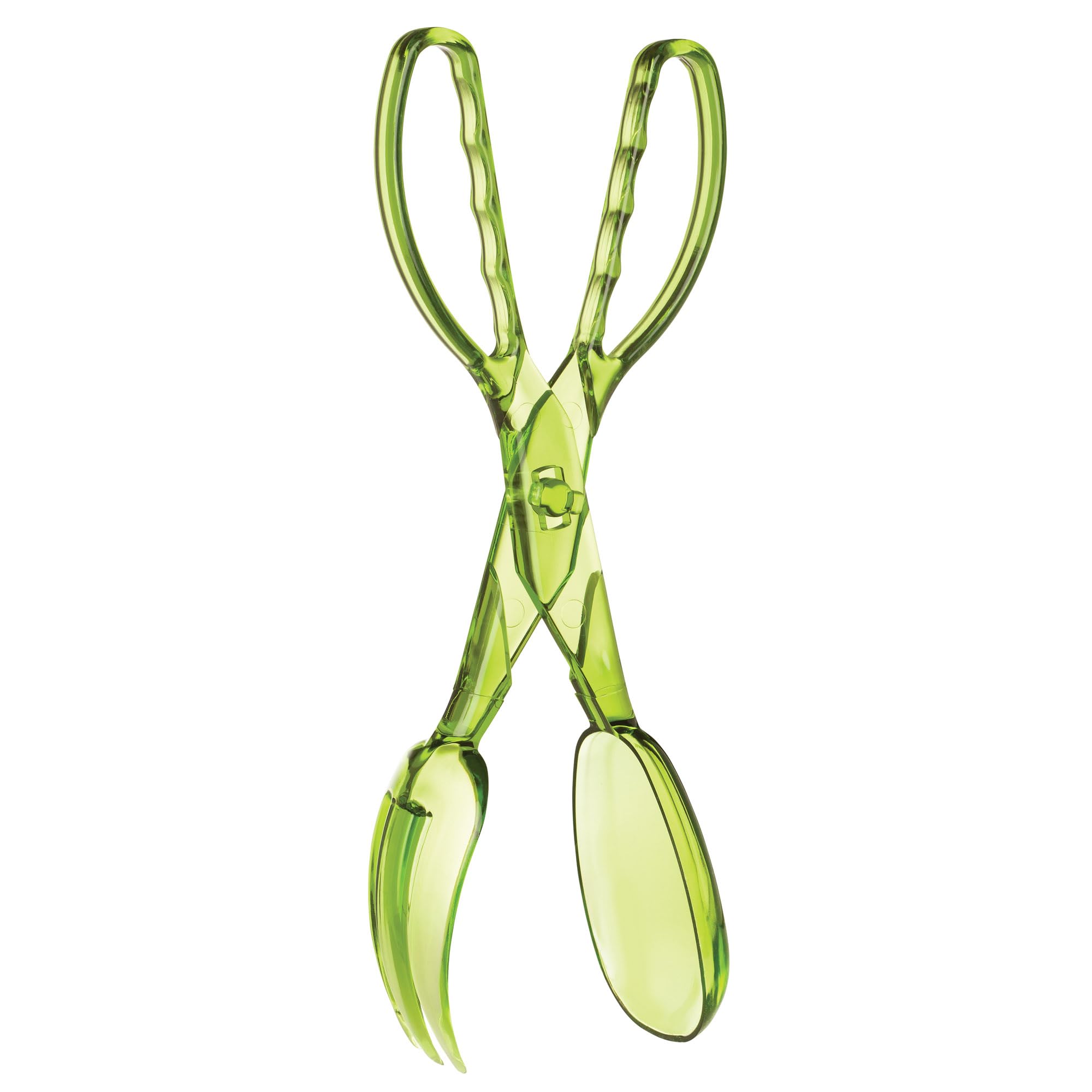 HIC Kitchen Salad Tong, Hinged Design, Detachable Fork and Spoon Green