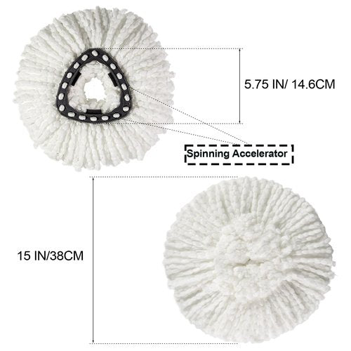 [3 Pack] Mop Replace Heads, Mop Refill Heads Replacements Compatible with O Cedar Spin Mop 1-Tank System- Easy to Replace, Microfiber, Machine Washable