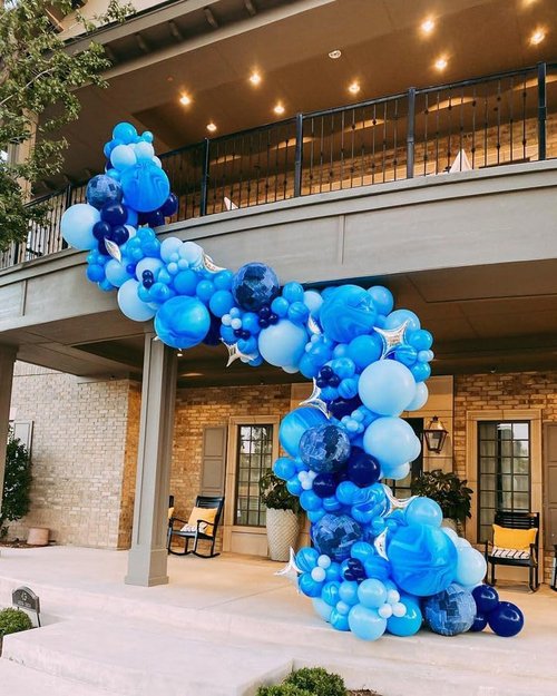 Bezente Blue Balloons Set - 60pcs 12 Inch Metallic & Pastel Blue Latex Balloons for Parties