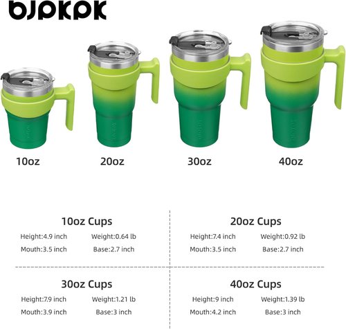 BJPKPK 40 oz Insulated Tumbler - Stainless Steel Travel Mug With Handle & Straw | Bamboo Grove