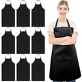 Cabaubl 12 Pack Black Bib Apron,Unisex Bib Aprons Bulk,Chef Apron without Pockets,Washable Kitchen Aprons for Women Men Kitchen Cooking, Crafting Painting, BBQ(Black)