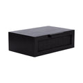 Kate and Laurel Ori Transitional Cane Rattan Floating Side Table with Pull-Out Storage Drawer, 18x13x6, Black